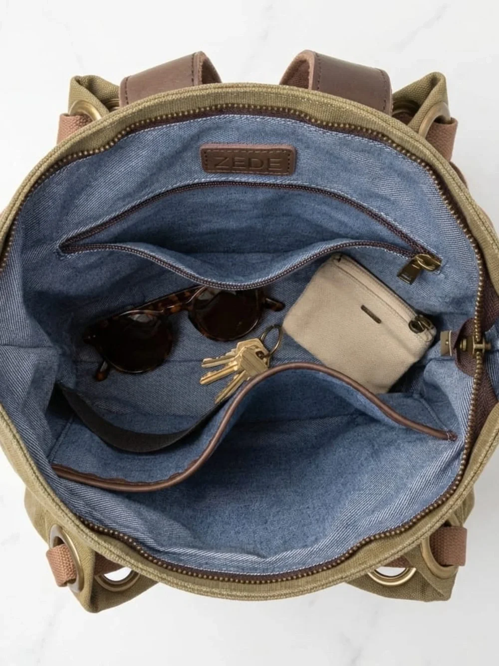 ZEDE Paris Pont-Des-Arts Olive Backpack Size Large